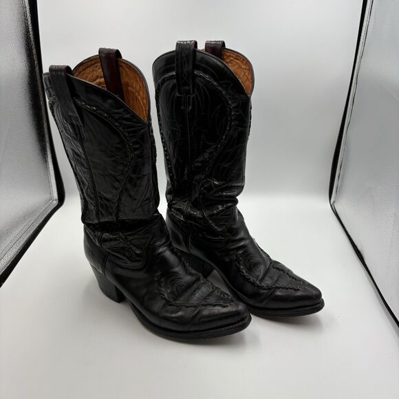 Dan Post Other - Dan Post Embroidered Black Leather Cowboy Boots Men’s 7 Vintage